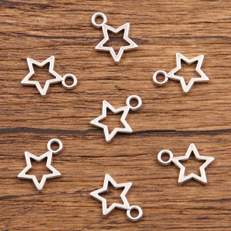50PCS 4 Size Picture Color Hollow Big Small Star Charms Geometry Pendant Metal Alloy DIY Necklace Bracelet Earrings Marking
