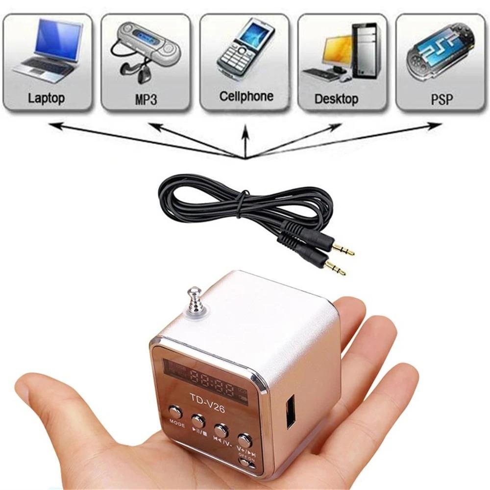 1PC FM Portable Mini Radio Micro Treble Bluetooth Portable Voice For Computer Mobile Phone MP3 Music Support Micro TF Card
