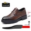 Men's Casual Leather Shoes with 10CM Height Boost, Thick Soles, and Textured Finish.