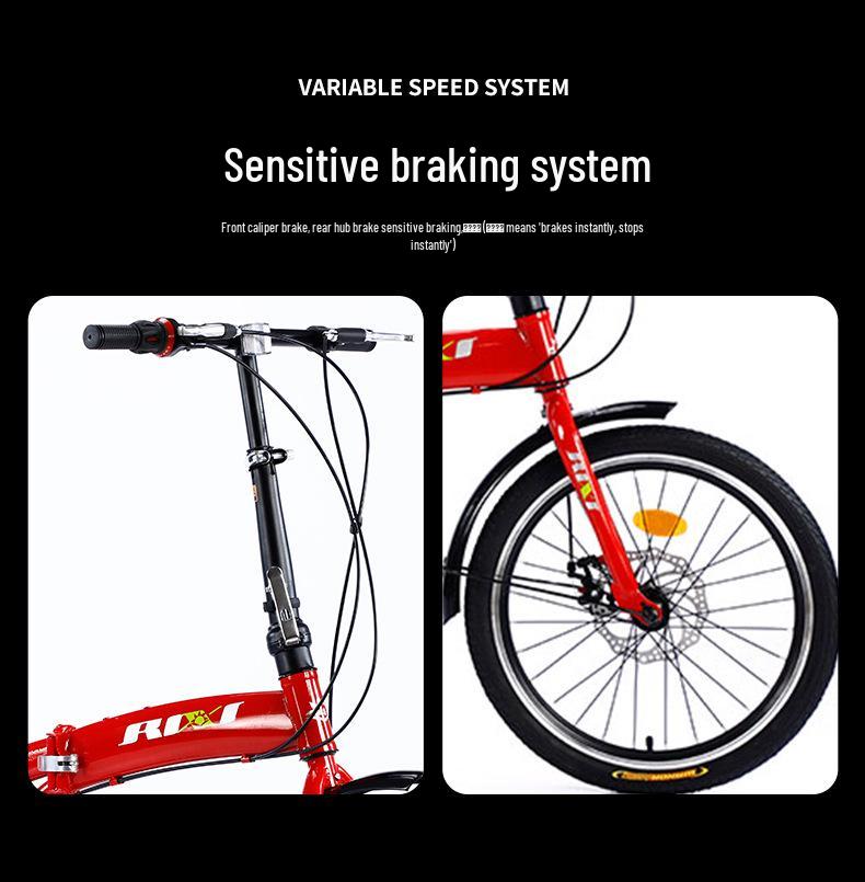Tusheng 20" Folding Commuter Bike: Portable Adult Mountain Bike with Dual Disc Brakes