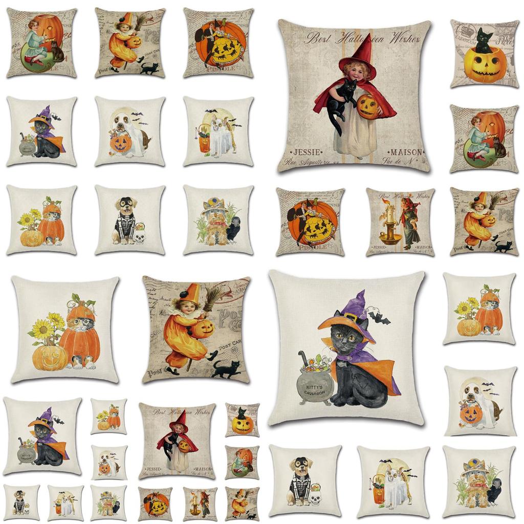 Multicolor Halloween Themed Pumpkin Animal Waist Cushion Cover For Vibrant Home Elegance