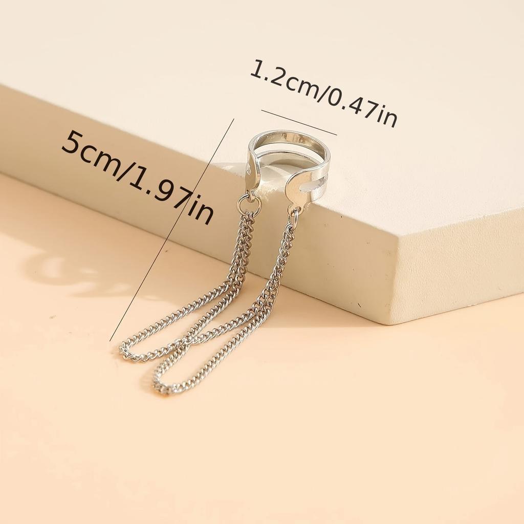 Single high-end niche design, super fairy fringed chain, double-layer ear clips, women's long models without ear piercings, women's E8111