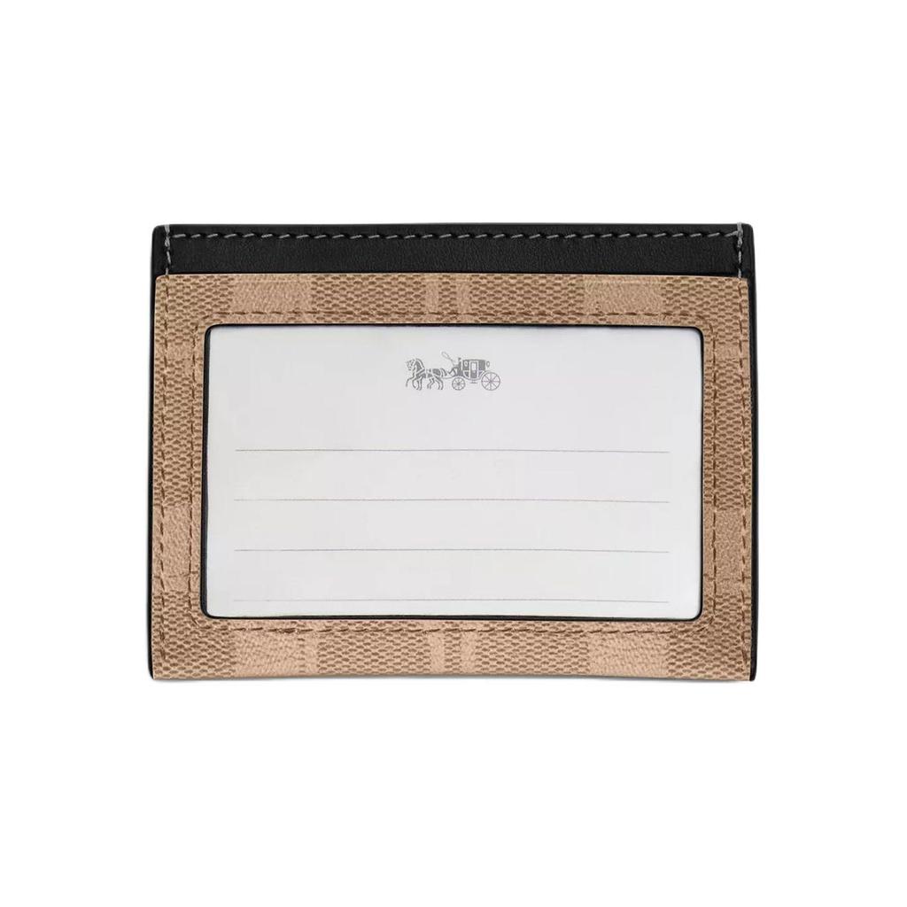 Coach Card Case 10 Classic Monogram Simple Coated Canvas And Refined Calfskin ID Holder Unisex Card Holder Bronze Brown CQ031-QBTN2