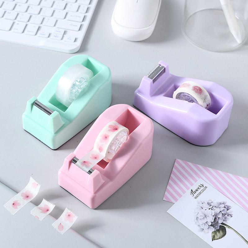 Macaron Color Compact Tape Dispenser - Creative Desktop Office Cutter
