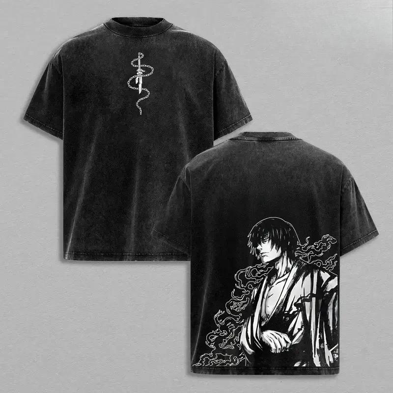 Okkotsu Yuta Printed Tee Anime Jujutsu Kaisen Clothing Men Women Retro Washed T-shirts Loose Tshirt Harajuku Male Cotton T Shirt