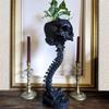 Good-Resin Skull Planter & Spine Stand Set, Polyresin Skulls Pot, Halloween Decoration Retro Human Skull Head Flower Reusable Re