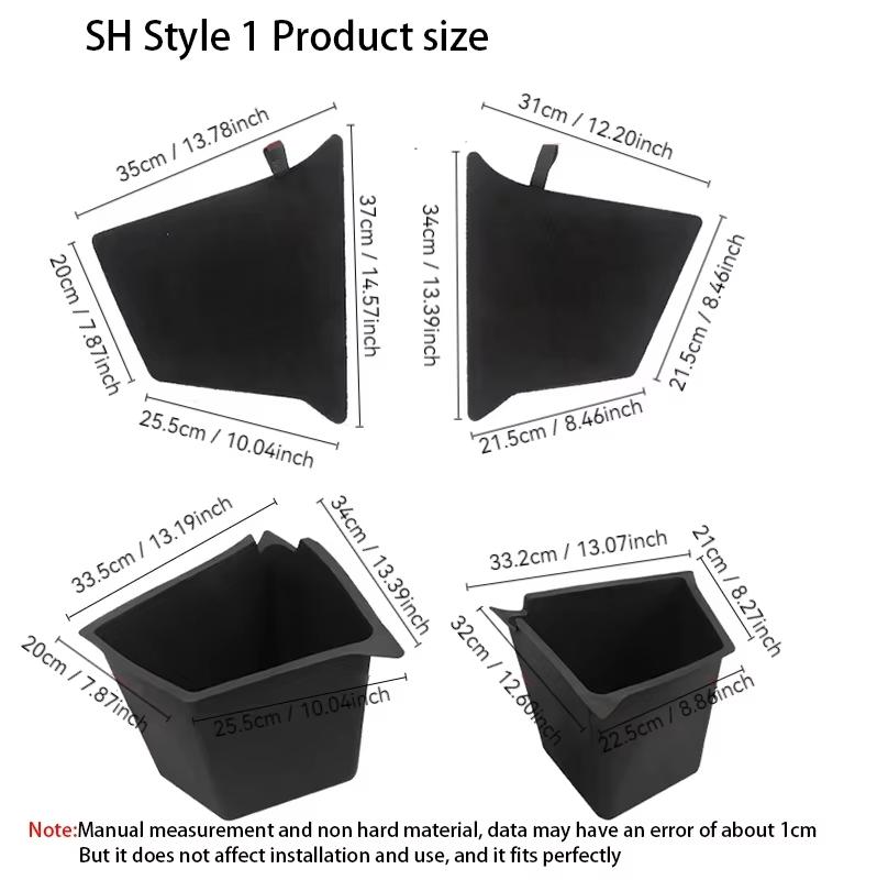 For Tesla Model Y Juniper 2025 KR Berlin/Austin 2024 Trunk Side Storage Box Cargo Organizer Bucket Flocking Mat Partition Board