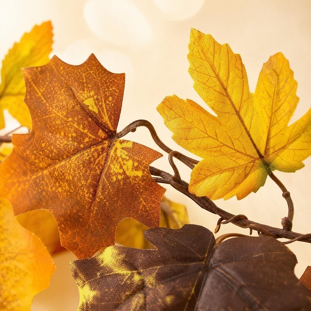 Artificial Maple Leaf Garland Faux Pumpkin Vine Decorative Hanging for Autumn Indoor Outdoor Party Home Wedding