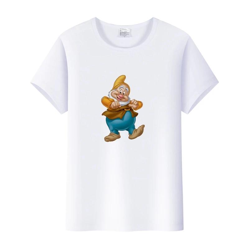Fashion Cartoon Tees Seven Dwarfs Shirt Summer Tops Aesthetic White T-Shirts 2000s Clothes Y2k Goth Blouse Unisex