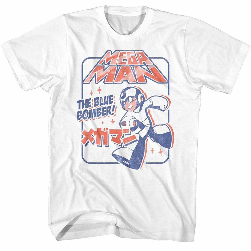 Mega Man Blue Bomber Again White Adult T-Shirt M