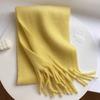 Windproof Warm Neck Scarf Macaron Solid Color Winter Cashmere Shawl Long Wool Tassel Scarf  Women