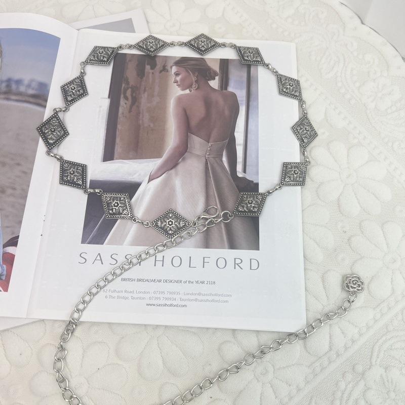 

Винтажный серебристый элегантный цветочный пояс-цепочка на талию для женщин, стильный панк, мода 2023