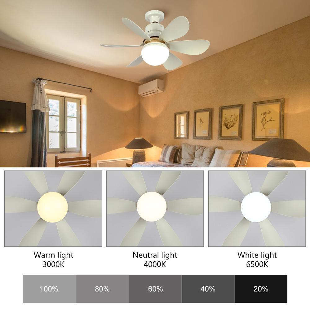 Ceiling Fans With Remote Control And Light 6 Leaves Powered Mute Ceiling Canopy Fan For Sitting Room Bedroom E27 Converter Base