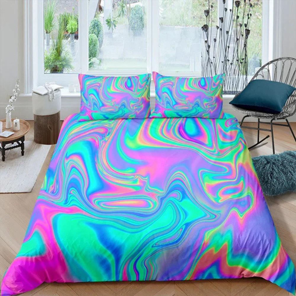 Chic Marble Duvet Cover Microfiber Mint Gold Glitter Turquoise Bedding Set Abstract Aqua Blue Quilt Cover Single Twin Full Size