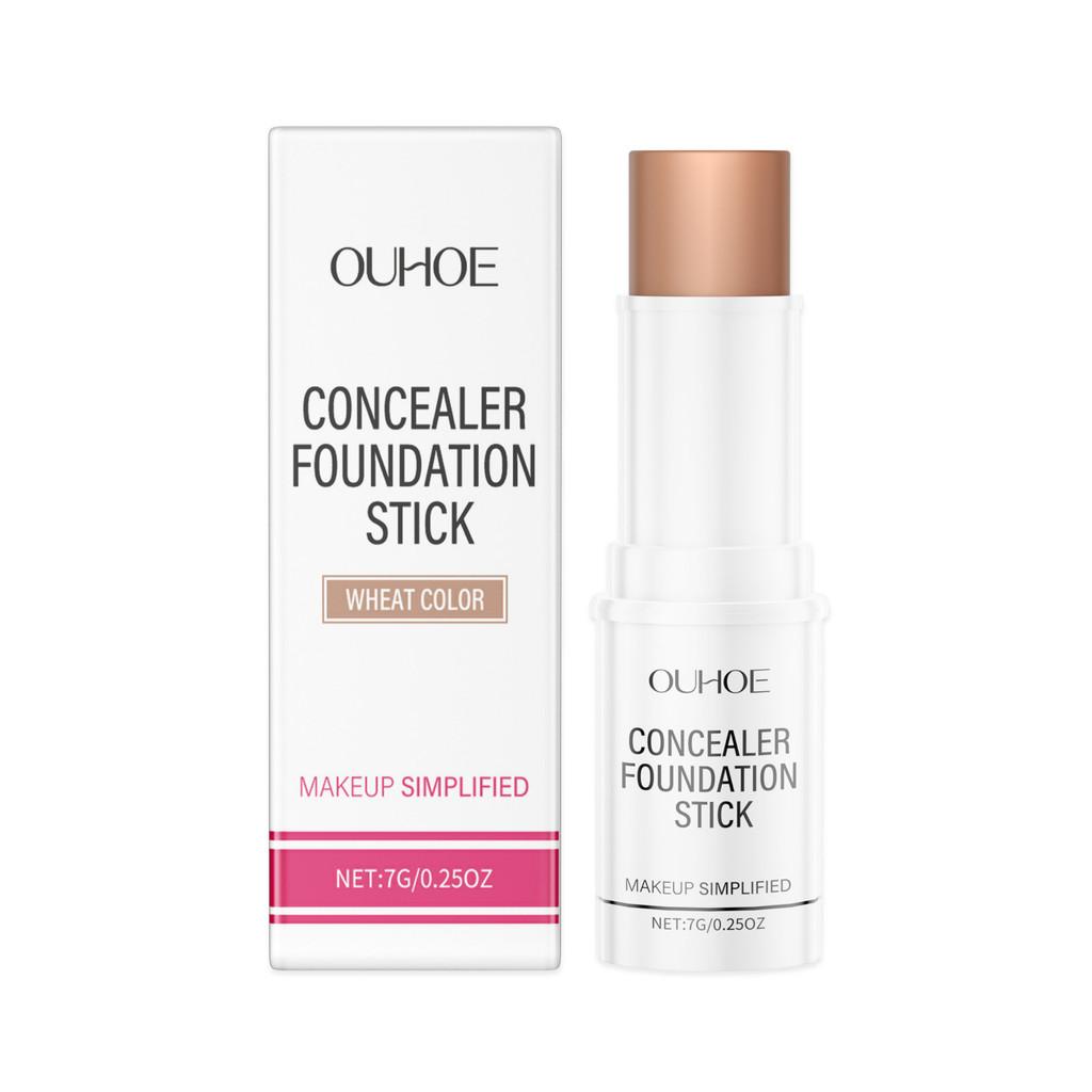 Ouhoe Waterproof Sweatproof Lightweight Concealer Foundation Stick Ivory Brown Wheat Natural Shades