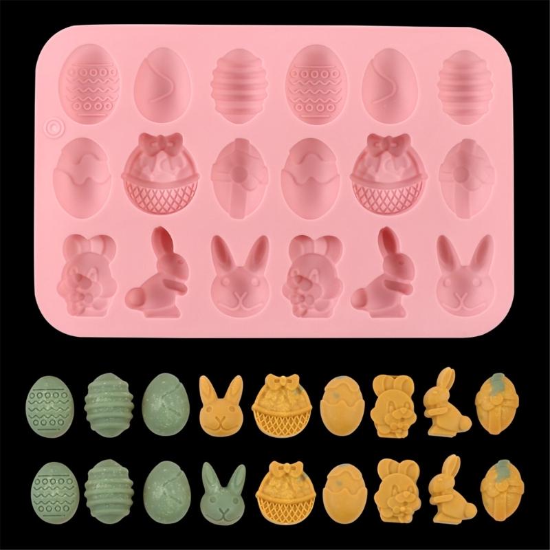Food Grade Silicone Chocolate Mold Easters Themed Rabbit Eggs Cake Cookie Mould Convenient Kitchen Dessert Baking Tool