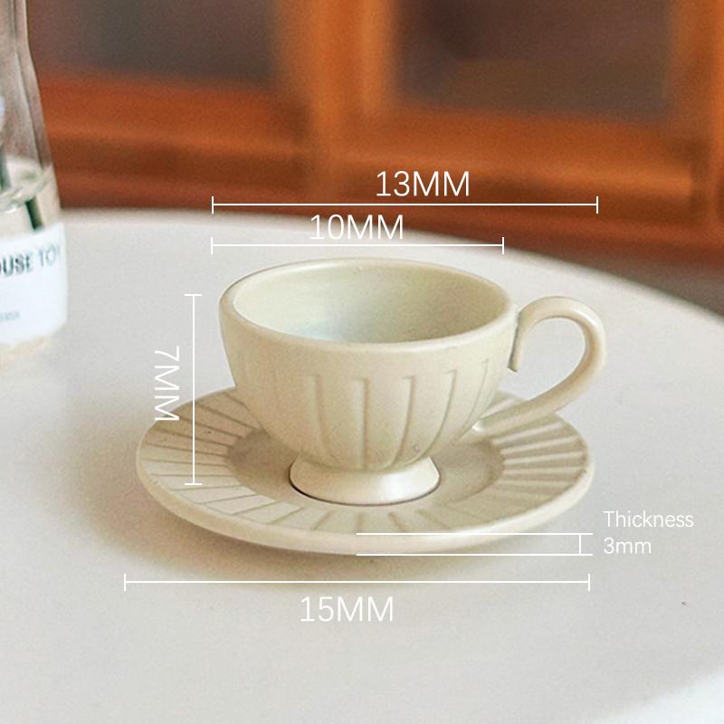 1set Dollhouse Miniature Dining Ware Vertical Pattern Coffee Cup & Saucer Set Mini Model Doll House Accessorie Toys