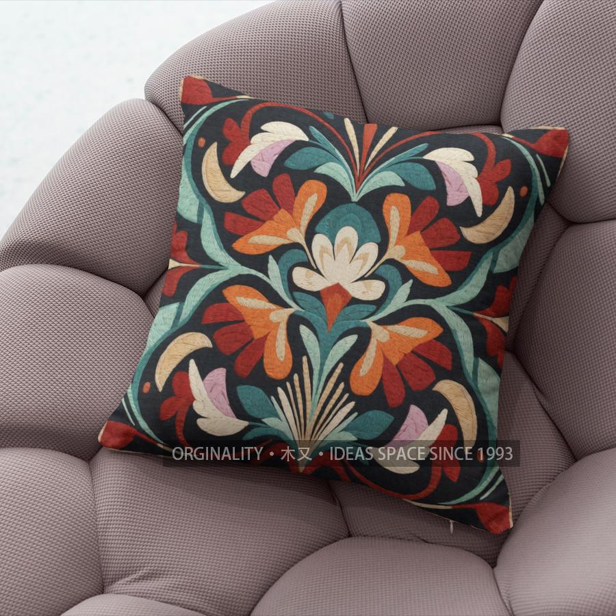 Bohemian Vintage Floral Print Throw Pillow Covers Pattern Cushion Cover Suitable For Sofa Bedroom Car Pillow Cover
