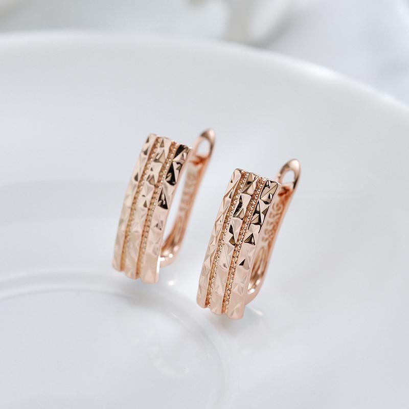 Kinel Hot Unusual Creative Hollow Glossy Earrings for Women Fashion 585 Rose Gold Color Ethnic Bride Daily Fine Vintage Jewelry
