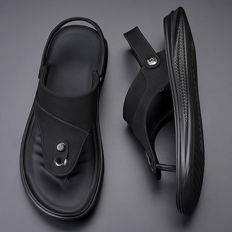 2024 New Shoes for Men Summer Genuine Leather Sandals Fashion Soft Latex Insole Casual Slipper Cool Beach Shoes
