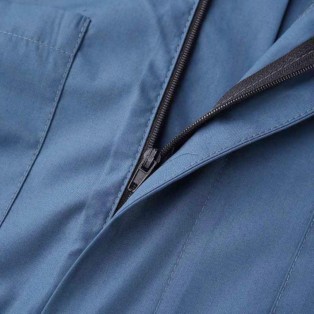 Tuta da Lavoro Estiva da Uomo con Zip - Manica Corta, Colore Unito, Design con Bavero