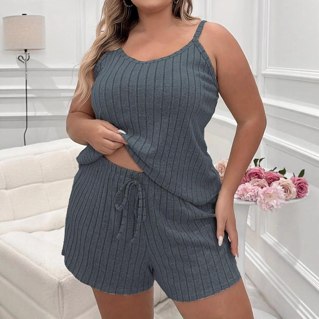 Women's Casual Solid Color Camisole Shorts Pajama Set