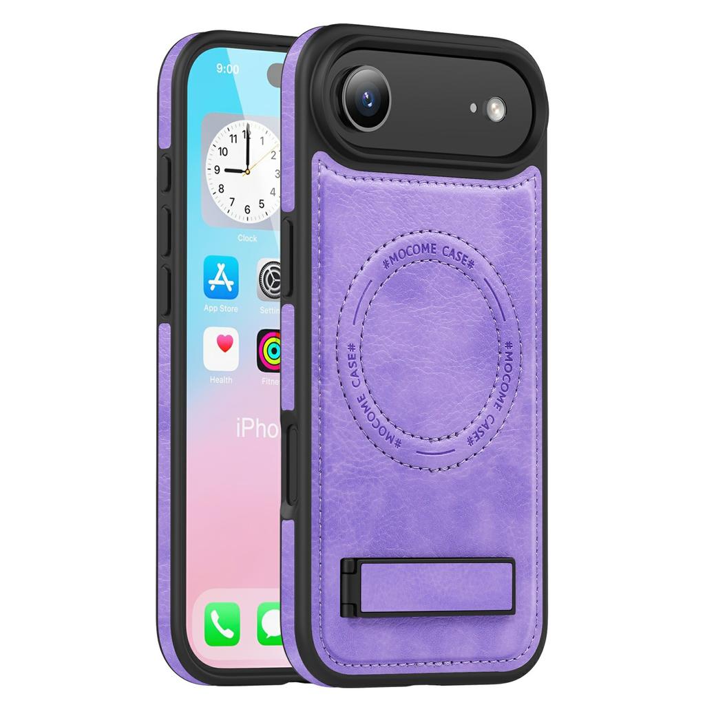 For iPhone Air Case Compatible with MagSafe Kickstand Leather Phone Back Cover