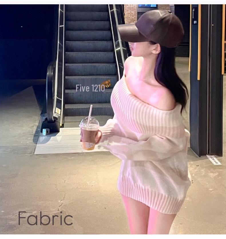 Korean Romantic Off-Shoulder Color Block Striped Knitted Top
