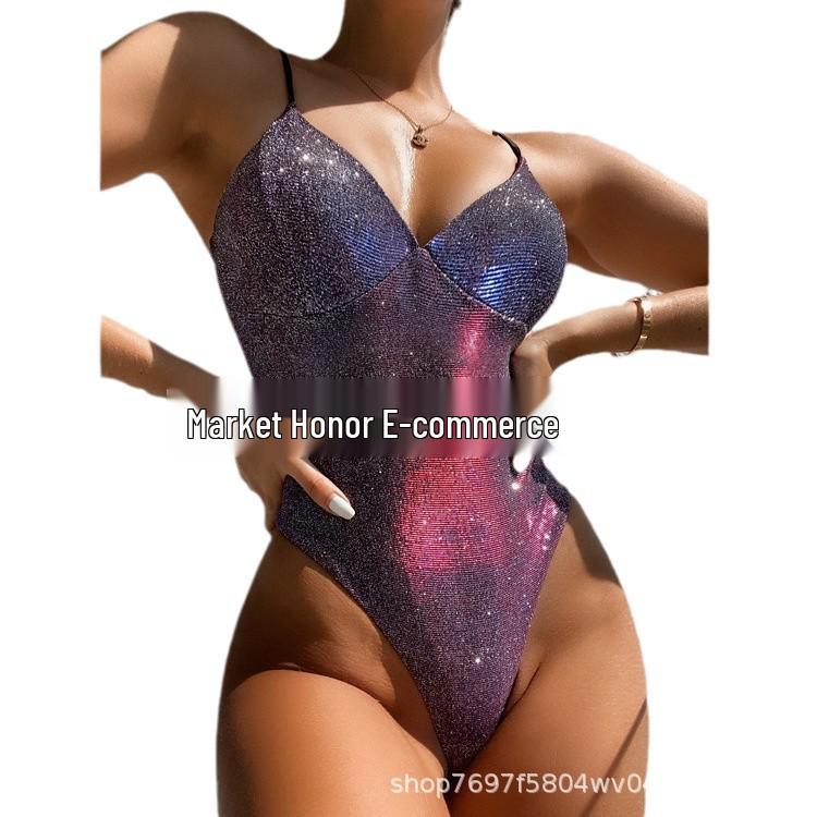 2024 Flashy European & American Sexy One-Piece Bikini Swimsuit