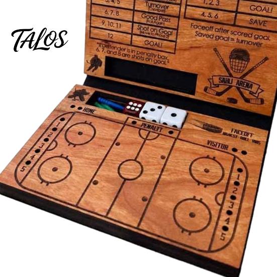 Wooden Hockey Dice Game, Family Night Party Hockey Tabletop Game with Dice & Pegs, Competitive Hockey Board Game for Kids, Teen, Adults