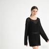 Women's Hollow Out Long-Sleeve Knit Cardigan - Lazy Style, Slimming Mid-Length Outerwear, Age-Reducing Sun Protection