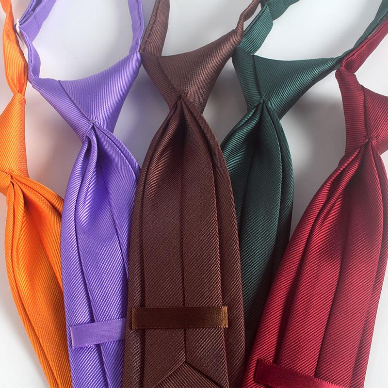 Korean Style No-Tie Lazy Insert Buckle Short Solid Color Tie for Girls - Black, Wine Red, Dark Green