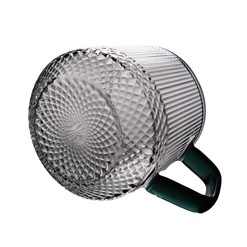 High Borosilicate Striped Glass Cup for Household Personal High Temperature Drink Cup Office Filter Flower Tea Brew Tea Cup with Handle