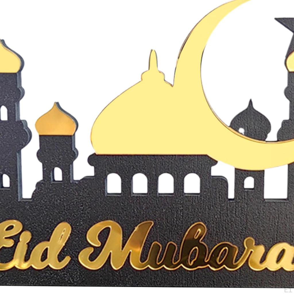 Eid Celebration Calendar for Desktop with Mosque And Moon Design Wooden Acrylic