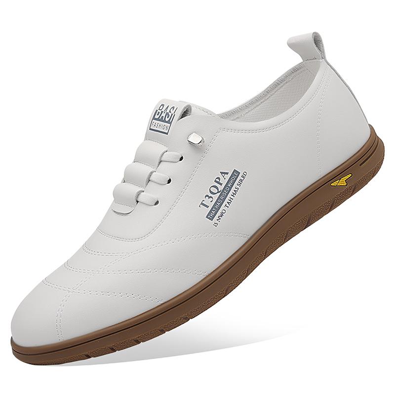 

Модные мужские уличные белые спортивные туфли повседневные кожаные туфли нескользящие модные высококачественные удобные плоские туфли на шнуровке для скейтбординга 44 белый