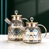 1/1.8L Glaskanne für Herd/Mikrowellengeeignetes Glas Borosilikat Kaffeekanne mit Sieb Teekannen für losen Tee Trinkgeschirr