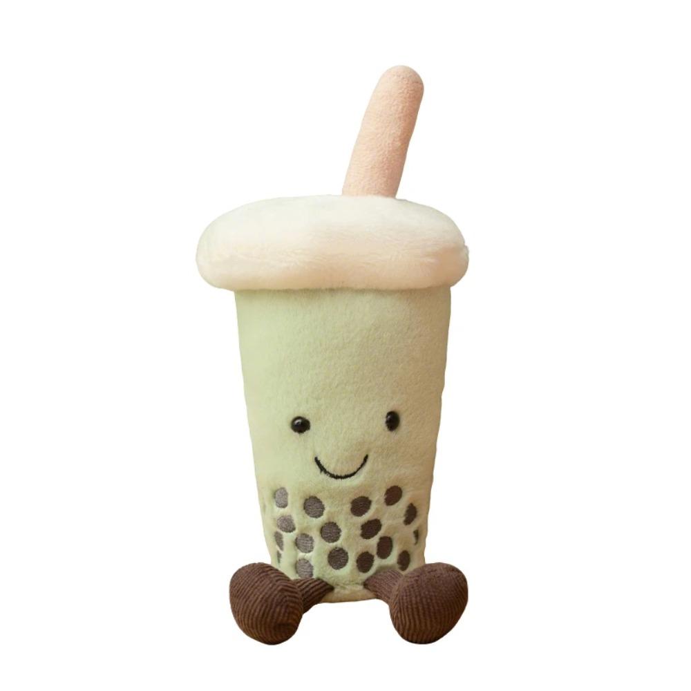 Matcha Bubble Boba Tea Pink Latte Plush Drink Stuffed Smiling Face Plushie Home Decoration Gift