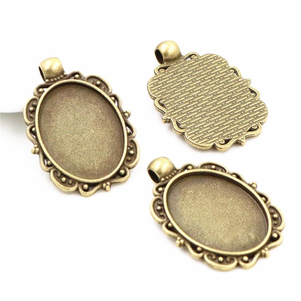 10 Stück 18x25mm Innenmaß Ovaler Anhänger Cabochon Leere Basis Fassung Fassungsschale DIY Halskette Schmuckherstellung Zubehör Fundstücke