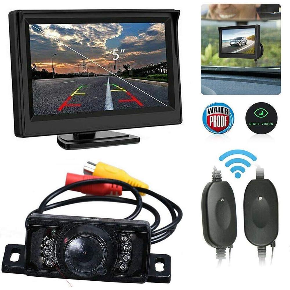 5" WiFi Wireless Backup Camera Kit 5 Inch TFT LCD Monitor 360° Rear View Camera IP68 Waterproof for 12V Car SUV Truck Caravan