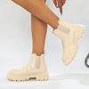 New Leather Platform Chelsea Boots Women Fashion Slip On Ankle Boots Non Slip Thick Sole Short Booties Mujer Plus Size 42