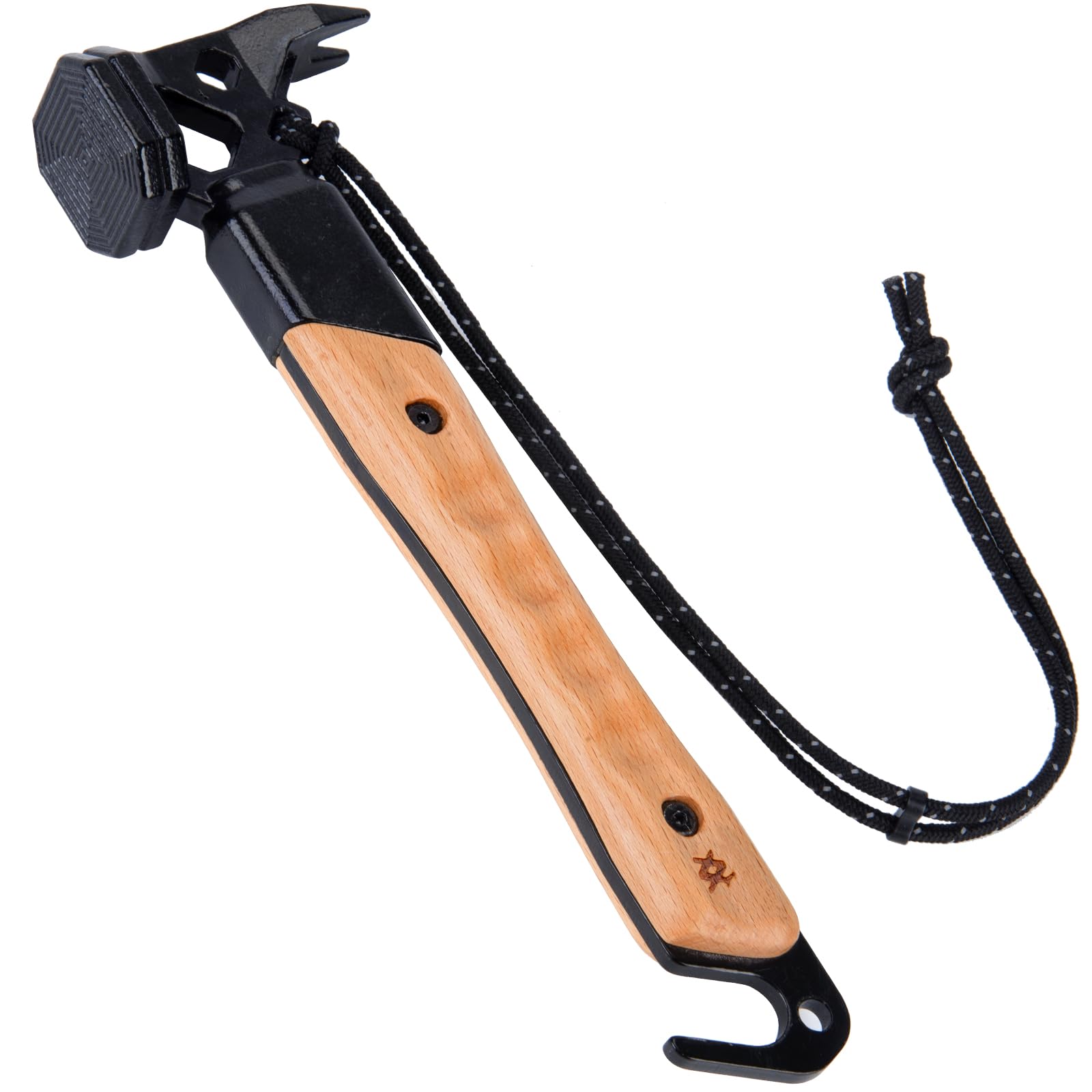 

AVOFOREST Peg Hammer - Camping Hammer with High-Carbon Steel Head, Non-Slip Grip, Naguri Finish, Natural Wood Handle, Safety Belt, Lightweight, Compac