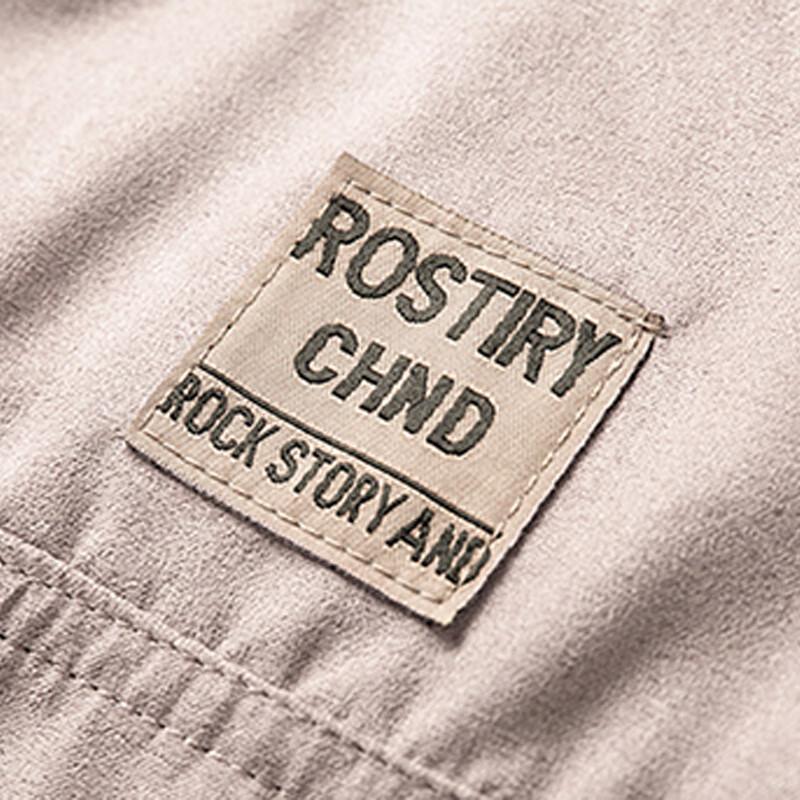 ROMON Men's Stylish Faux Suede Lapel Jacket