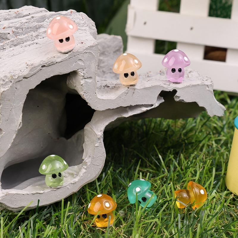 Luminous Mushroom Elf Car Ornaments Car Dashboard Decoration Resin Pendant Miniatures Mushrooms Fairy Garden DIY Accessories