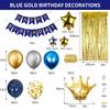 Deep Blue Golden Pentagram Series Balloon Set - Birthday Party Gathering Balloon Flag Set Combination