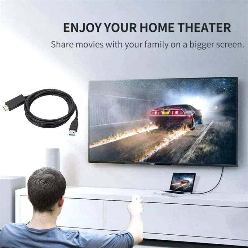 1.8M USB3.0 To HDMI-compatible Cable USB 3.0 HD TV Converter Adapter 1080P Projector Video Monitor Cable for Laptop PC Projector