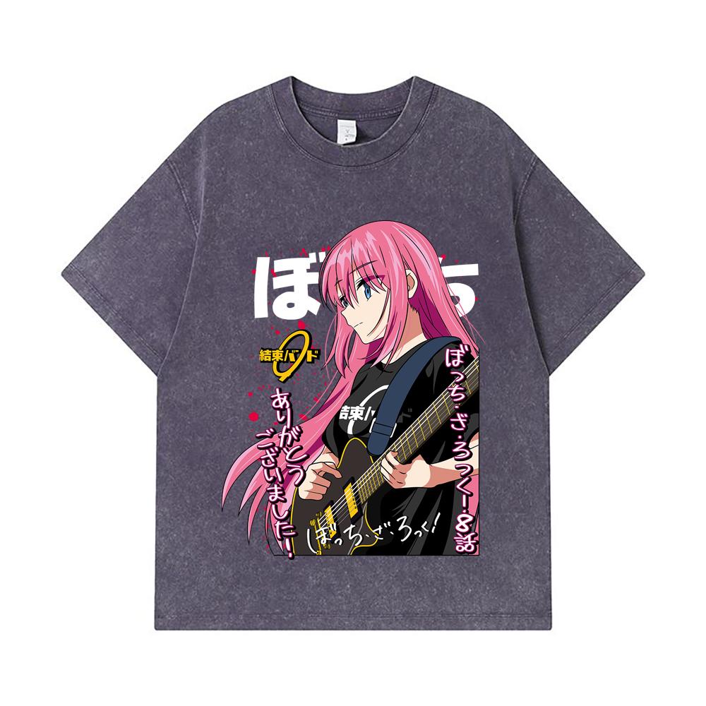 275 GSM Washed T-shirts 100% Cotton Bocchi The Rock V4 Print Unisex Heavy Cotton T Shirt