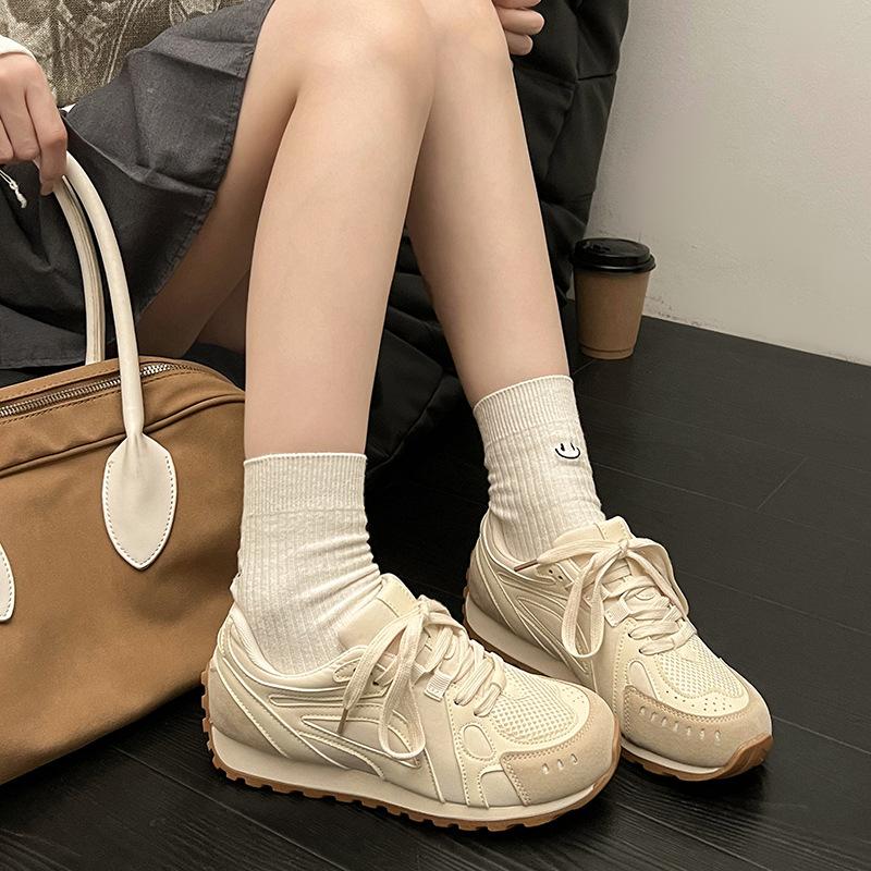 Thick-soled Little White Shoes Mesh Dad Shoes Women's 2025 Spring Non-slip Forrest Gump Shoes Breathable Sports Women's Shoes Breathable Non-slip