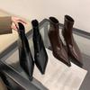 High-heeled Pointed Short Boots Women's Thin-heeled Back Zipper 2025 New Autumn and Winter Black Patent Leather Premium Thin Boots