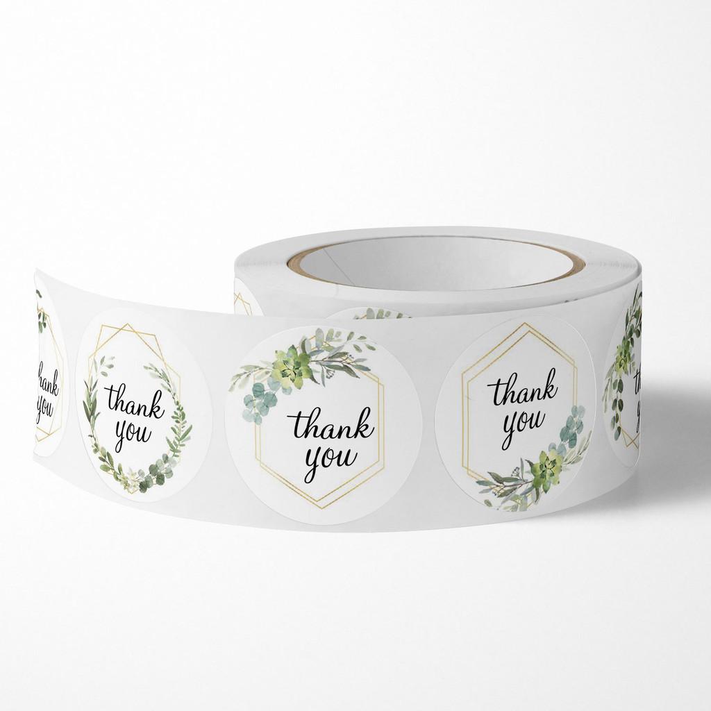 500 Pieces/Roll Round Floral "Thank You" Stickers - Self-Adhesive Gratitude Labels for Birthday Parties & Wedding Decorations