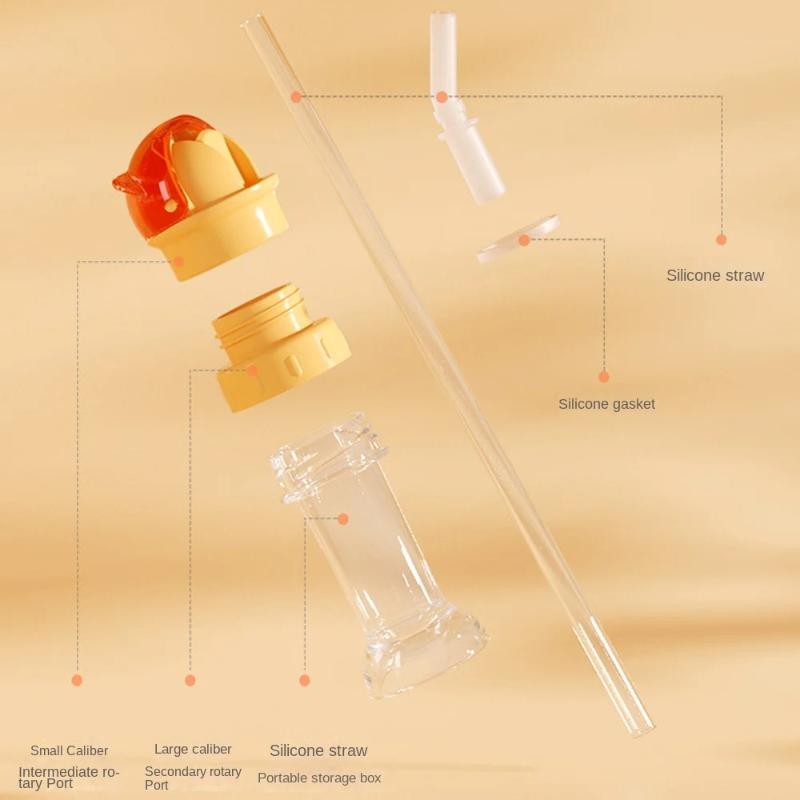 With Straw Lid Beverage Water Bottle Cap Spill-Proof With Storage Box Water Bottle Lid Dustproof Anti Choking Drinking Tube